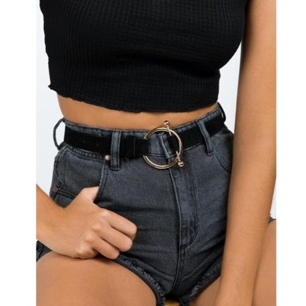 Princess-polly Women's Black and Gold Belt